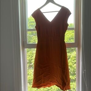 Elegant Orange V-Neck Dress